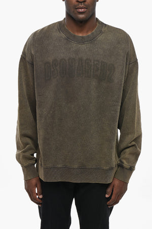 Baumwoll-Sweatshirt mit Rundhalsausschnitt und aufgedrucktem Logo