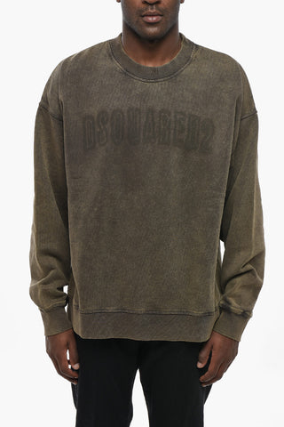 Baumwoll-Sweatshirt mit Rundhalsausschnitt und aufgedrucktem Logo