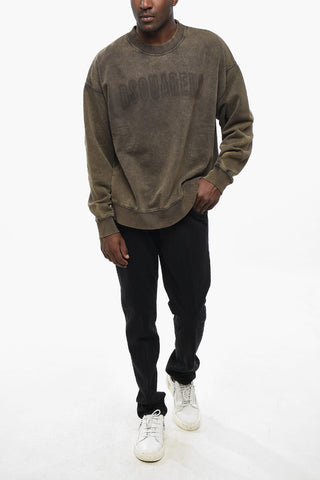 Baumwoll-Sweatshirt mit Rundhalsausschnitt und aufgedrucktem Logo