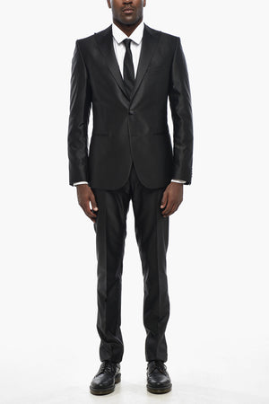 CC COLLECTION Satin 3-Piece Suit with Peak Lapel
