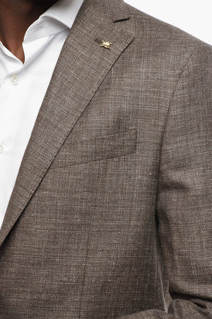 CC COLLECTION Semi-Lined Linen-Blend Blazer With Patch Pockets