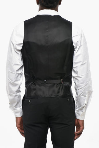 CODE Weste aus Schurwolle mit Revers aus Satin