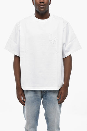 Baumwoll-T-Shirt mit Rundhalsausschnitt und Logo-Applikation