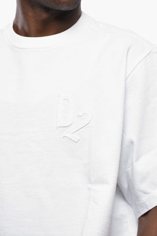 Baumwoll-T-Shirt mit Rundhalsausschnitt und Logo-Applikation
