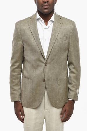 CC COLLECTION Silk-Blend Herringbone Half-Lined Blazer