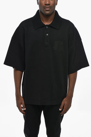 Polo Loose Fit in Misto Cotone con Collo in Maglia