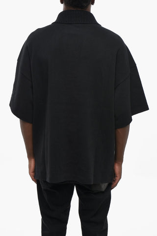 Loose-Fit-Poloshirt aus Baumwollmischung mit Strickkragen