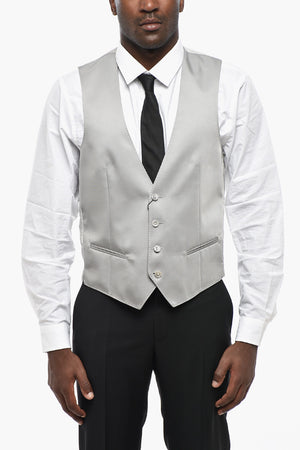 CC COLLECTION Satin Waistcoat With Welt Pockets