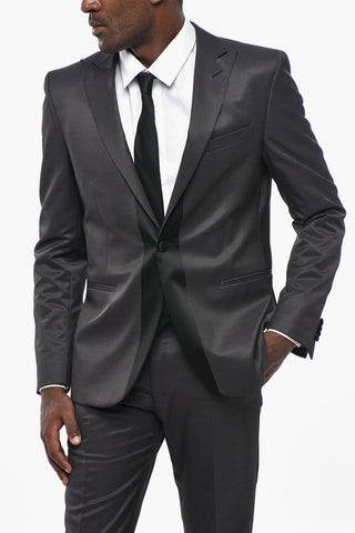 CC COLLECTION Anzug aus Wollmischung mit Satin-Details