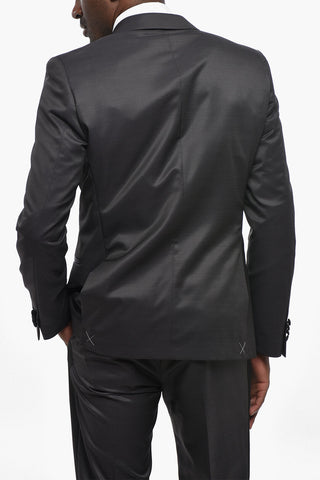 CC COLLECTION Anzug aus Wollmischung mit Satin-Details