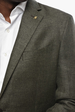 CC COLLECTION Semi-Lined Linen-Blend Blazer With Patch Pockets