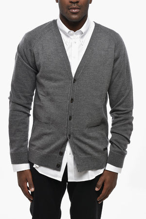 Cardigan in Lana Vergine con Tasche a Toppa