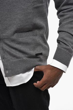Cardigan in Lana Vergine con Tasche a Toppa