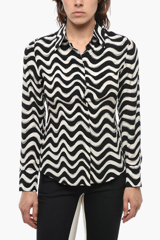 Seidenbluse WILLOW mit Wave-Motiv