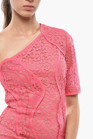 Vestito Attillato DANIELA Monospalla in Pizzo Macrame'