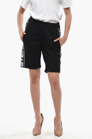 Shorts aus angerauter Baumwolle mit seitlichem Logostreifen