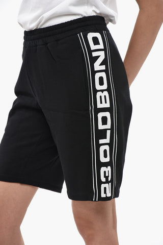 Shorts aus angerauter Baumwolle mit seitlichem Logostreifen