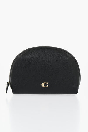 Saffiano Leather Solid-Color Clutch With Gold Monogram