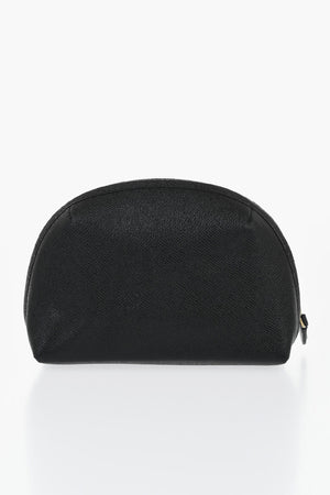 Saffiano Leather Solid-Color Clutch With Gold Monogram