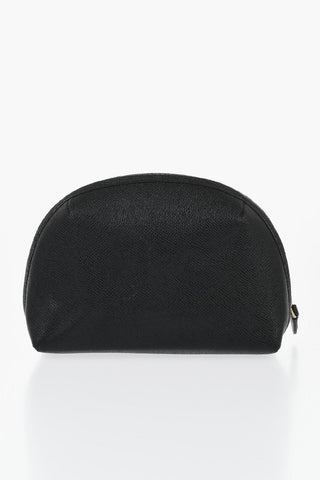 Saffiano Leather Solid-Color Clutch With Gold Monogram