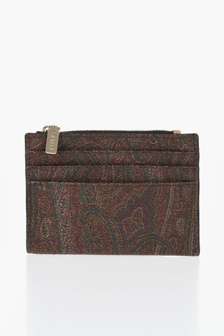 Portacarte in Tessuto Paisley Jacquard con Dettagli in Pelle