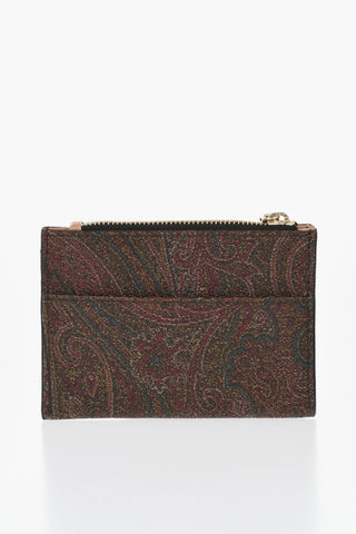 Portacarte in Tessuto Paisley Jacquard con Dettagli in Pelle