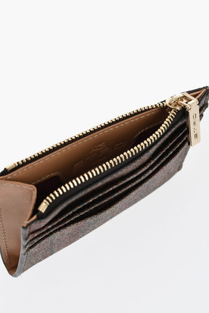 Portacarte in Tessuto Paisley Jacquard con Dettagli in Pelle