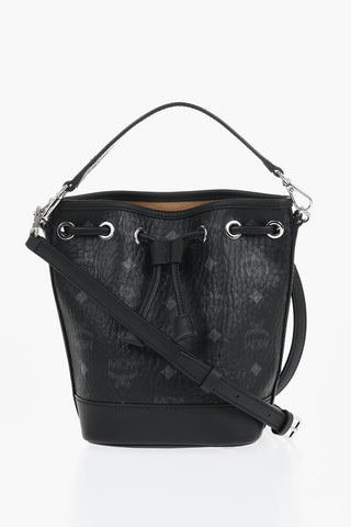 Bucket-Tasche Aus Veganem Leder Mit Allover-Logo