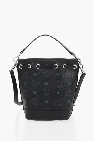 Bucket-Tasche Aus Veganem Leder Mit Allover-Logo