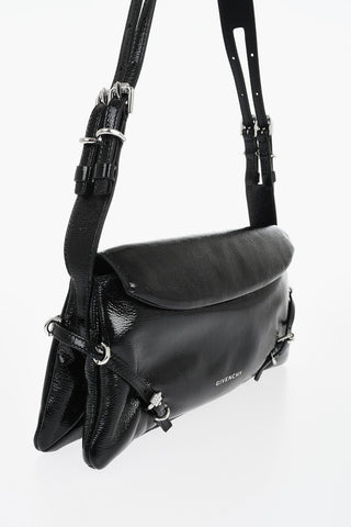 Borsa A Spalla In Pelle Laminata Con Dettagli Fibbie