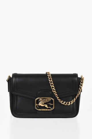 Leather Crossbody Bag With Metal Logo