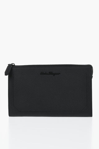 Hammered Leather Clutch with Card-Sized Internal Compartments