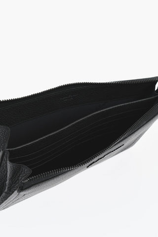 Hammered Leather Clutch with Card-Sized Internal Compartments