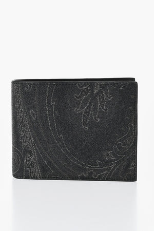 Portafoglio Bifold in Tessuto di Cotone Paisley Jacquard Spalmato