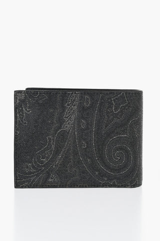 Coated Cotton Paisley Jacquard Bifold Wallet