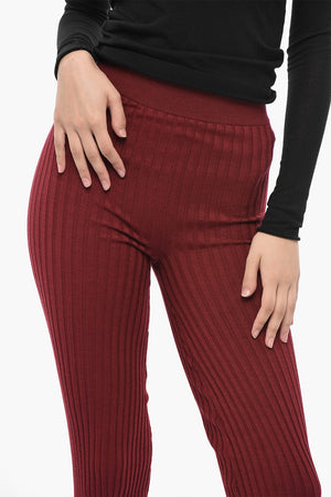 Pantaloni in Maglia a Coste con Spacco alla Caviglia