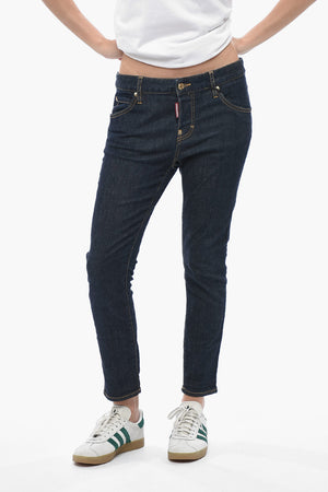 Jeans Skinny Fit in Denim Lavaggio Scuro 15cm