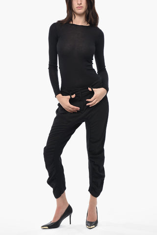 Wool Trousers with Ruched Detail