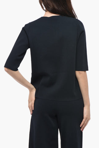 Top in Maglia a Maniche Corte con Mezza Zip