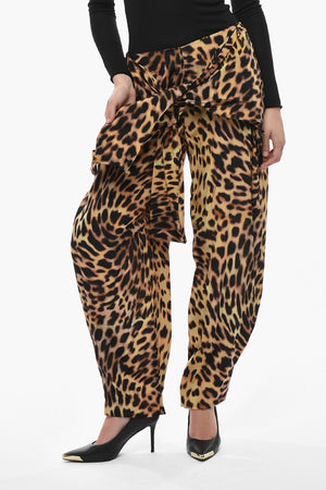 Pantaloni In Seta Con Stampa Animalier