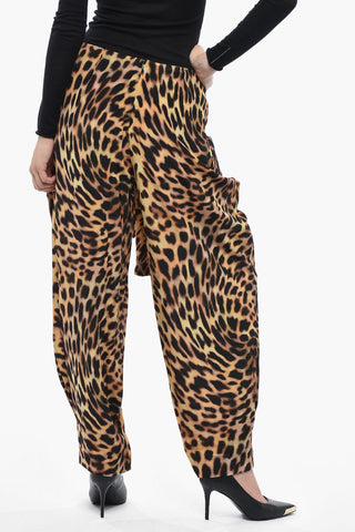 Pantaloni In Seta Con Stampa Animalier