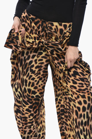 Pantaloni In Seta Con Stampa Animalier