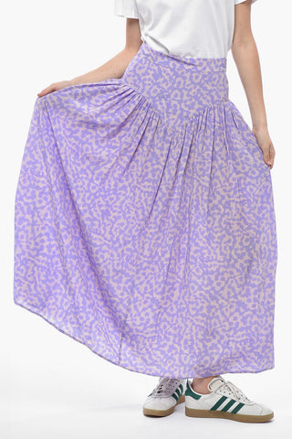 Gonna Maxi SWEET HEART In Seta Con Stampa Bleached