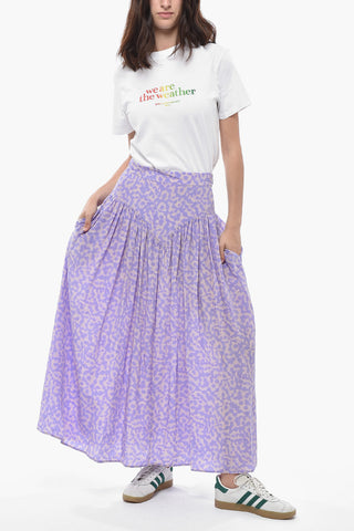 Gonna Maxi SWEET HEART In Seta Con Stampa Bleached