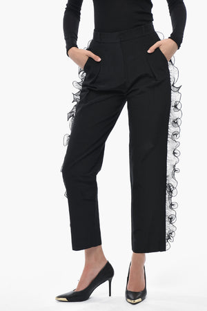 Pantaloni in Misto Cotone con Profili Ruffle