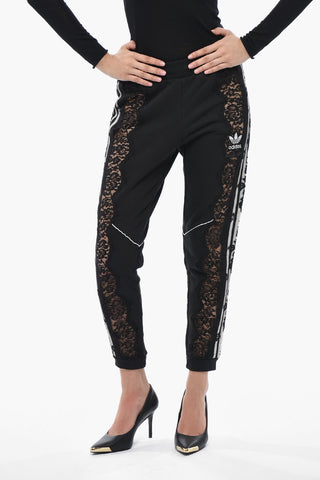 ADIDAS Joggers in Misto Cotone con Inserti Laterali in Pizzo