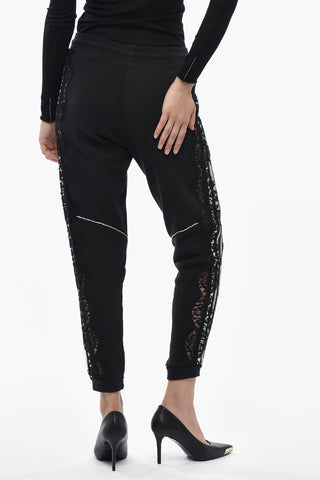 ADIDAS Joggers in Misto Cotone con Inserti Laterali in Pizzo