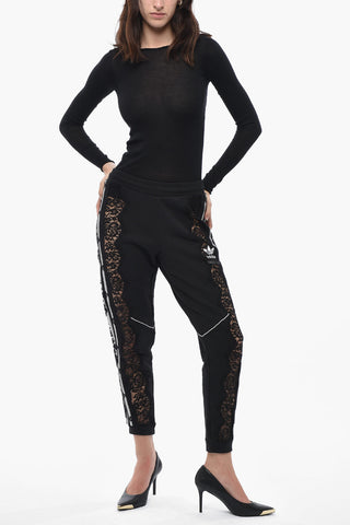 ADIDAS Joggers in Misto Cotone con Inserti Laterali in Pizzo