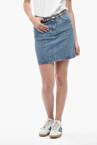 Minigonna in Denim con Cintura Logata
