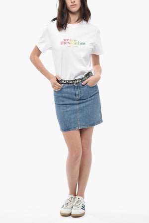 Minigonna in Denim con Cintura Logata